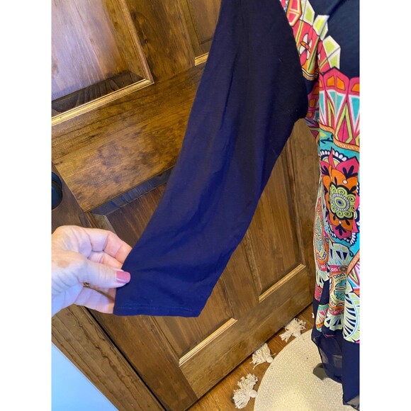 G Dress in Gaudy Asymmetrical Women’s Stretch Ruffle Sheer Sz ?Large Tunic Top - Picture 11 of 11